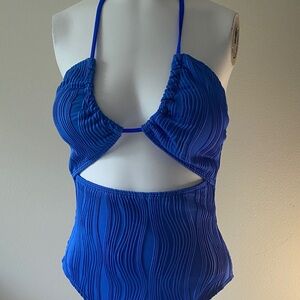 Vibrant Blue Textured One Piece Swimsuit